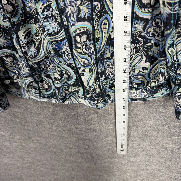 1120 Collection Shirt Men M Medium Black Paisley Button Up Collared Long Sleeve - Picture 6 of 7